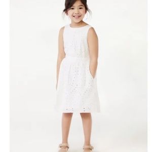 Scoop NYC Girls White Eyelet Bow Back Midi Dress Medium (7-8) NEW